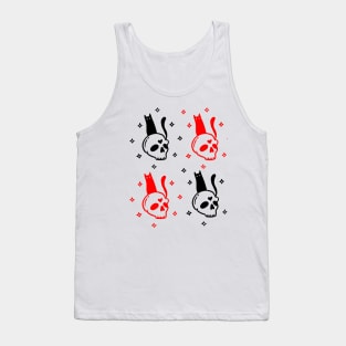 Magic Skull Cat | Black and Red Version Tank Top